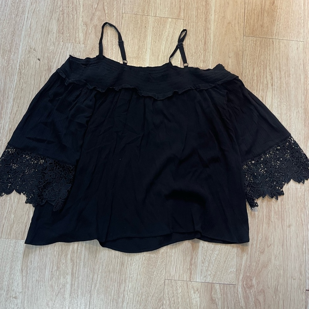INC International Concepts Black Off-Shoulder Blouse